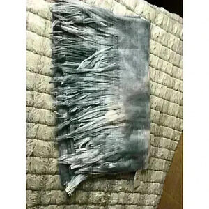 Nordstrom BP Gray White Pink Tie Dye Fringe Detail Wrap Scarf Soft New!